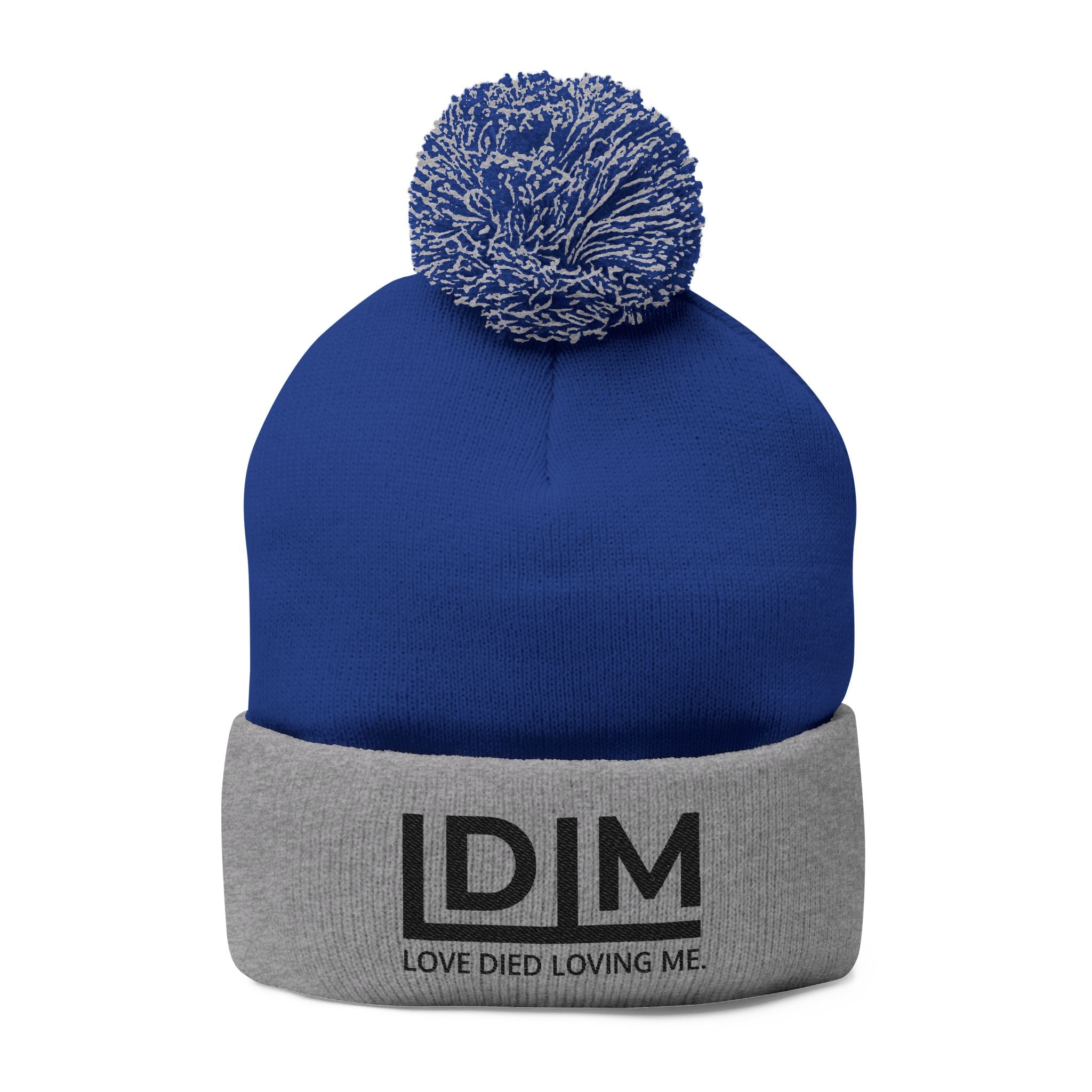 Love Died Loving Me - Embroidered Pom-Pom Beanie (Black Logo)
