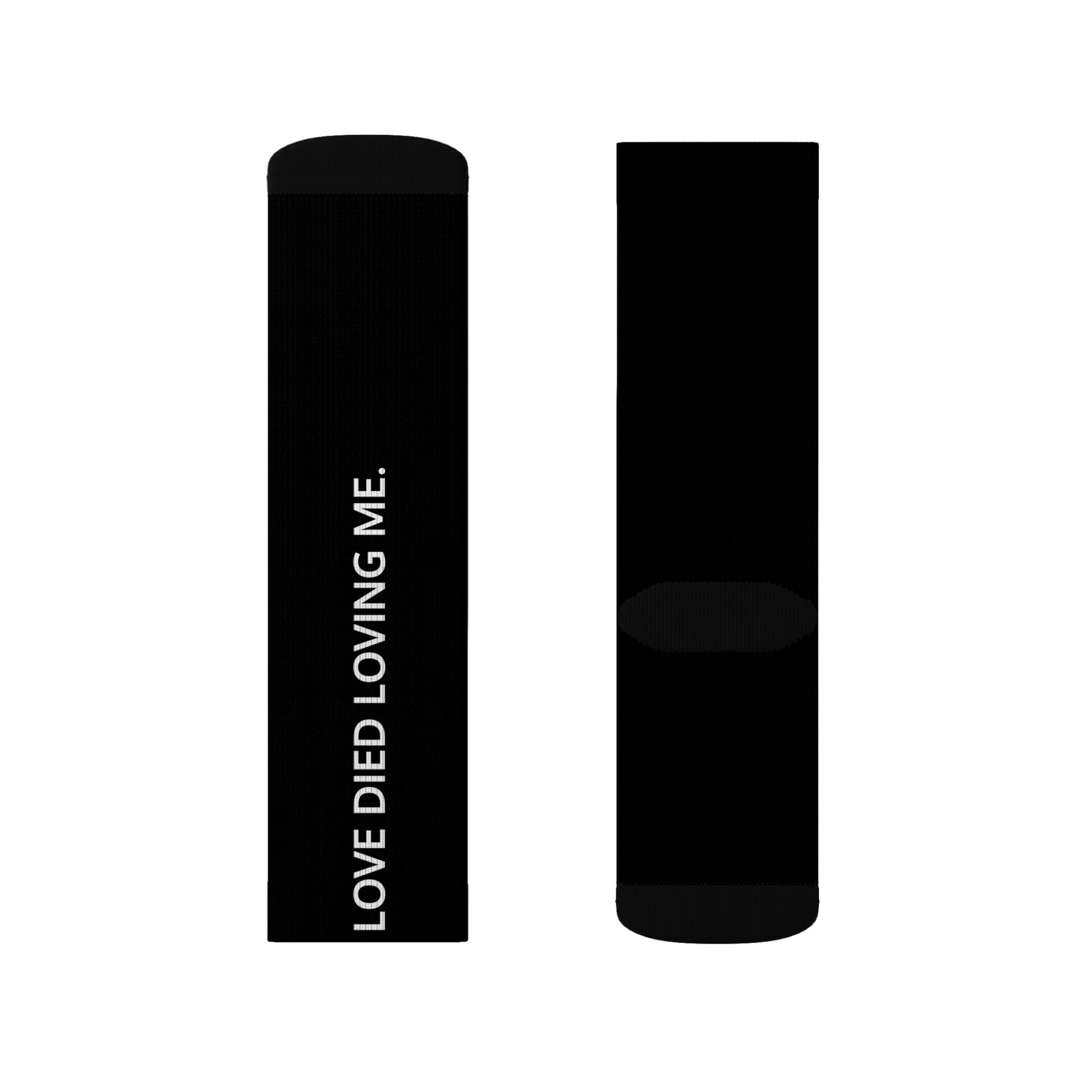 Love Died Loving Me - Sublimation Crew Socks (Black)
