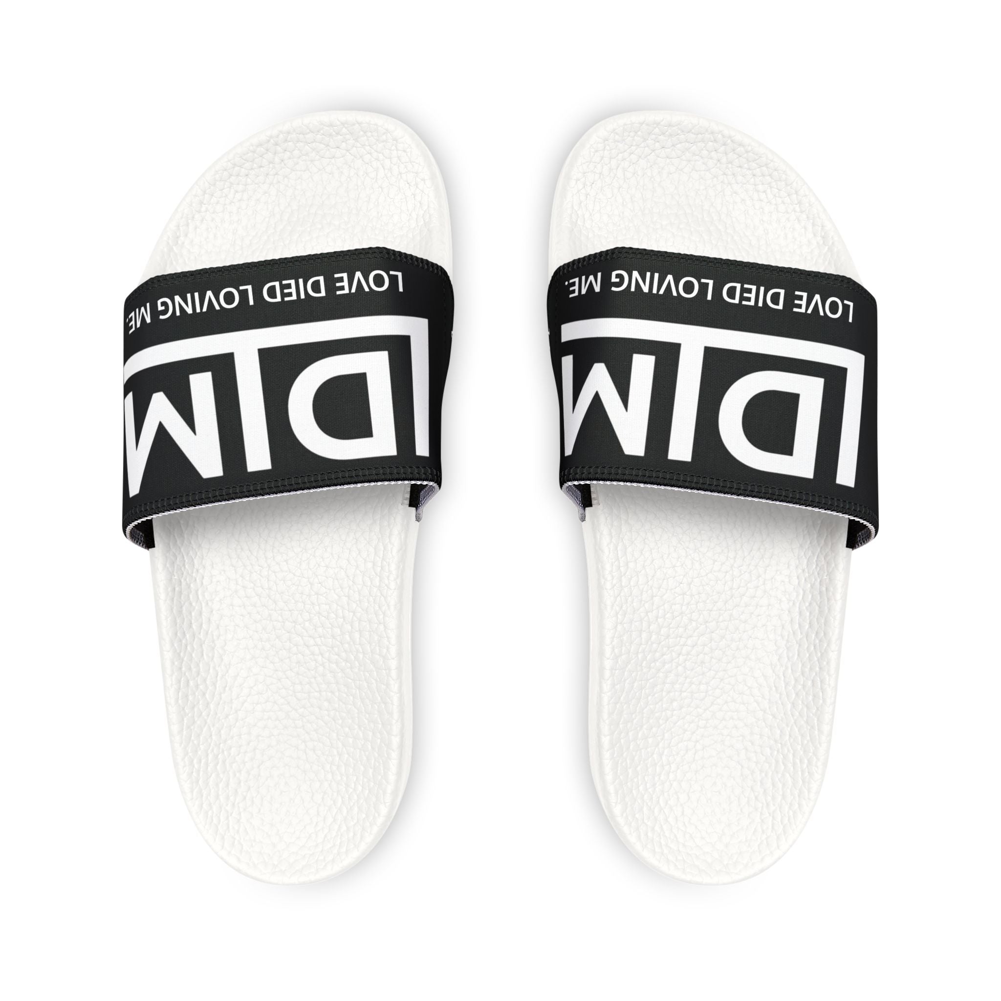 Love Died Loving Me - Men's Removable-Strap Slides (Black)