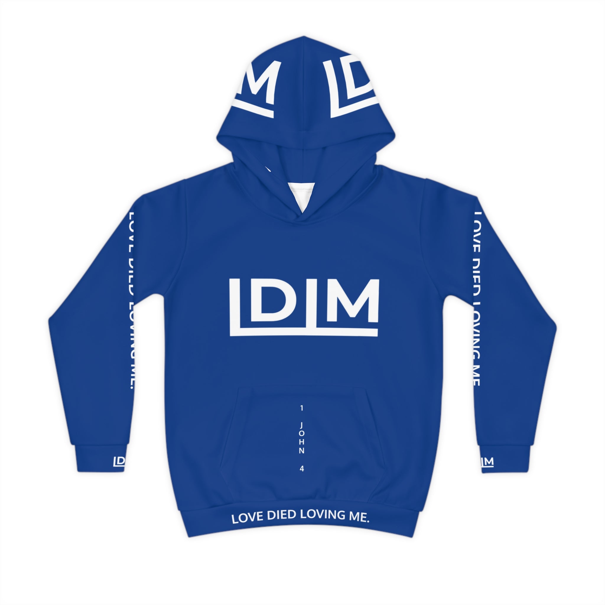 Love Died Loving Me - Kids Hoodie (Royal Blue/White)