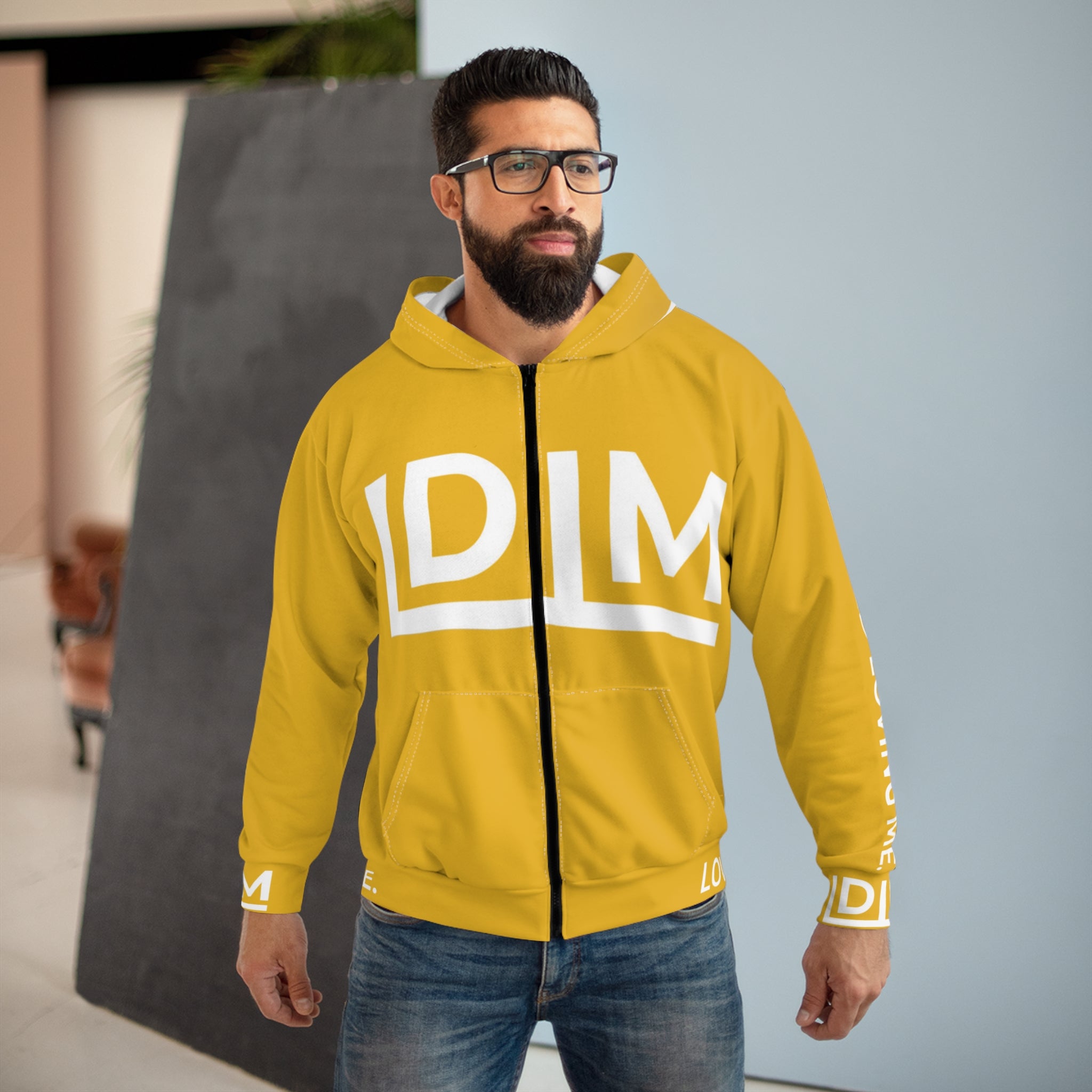 Love Died Loving Me - Unisex Horiz Logo Zip Jacket (Gold/White)