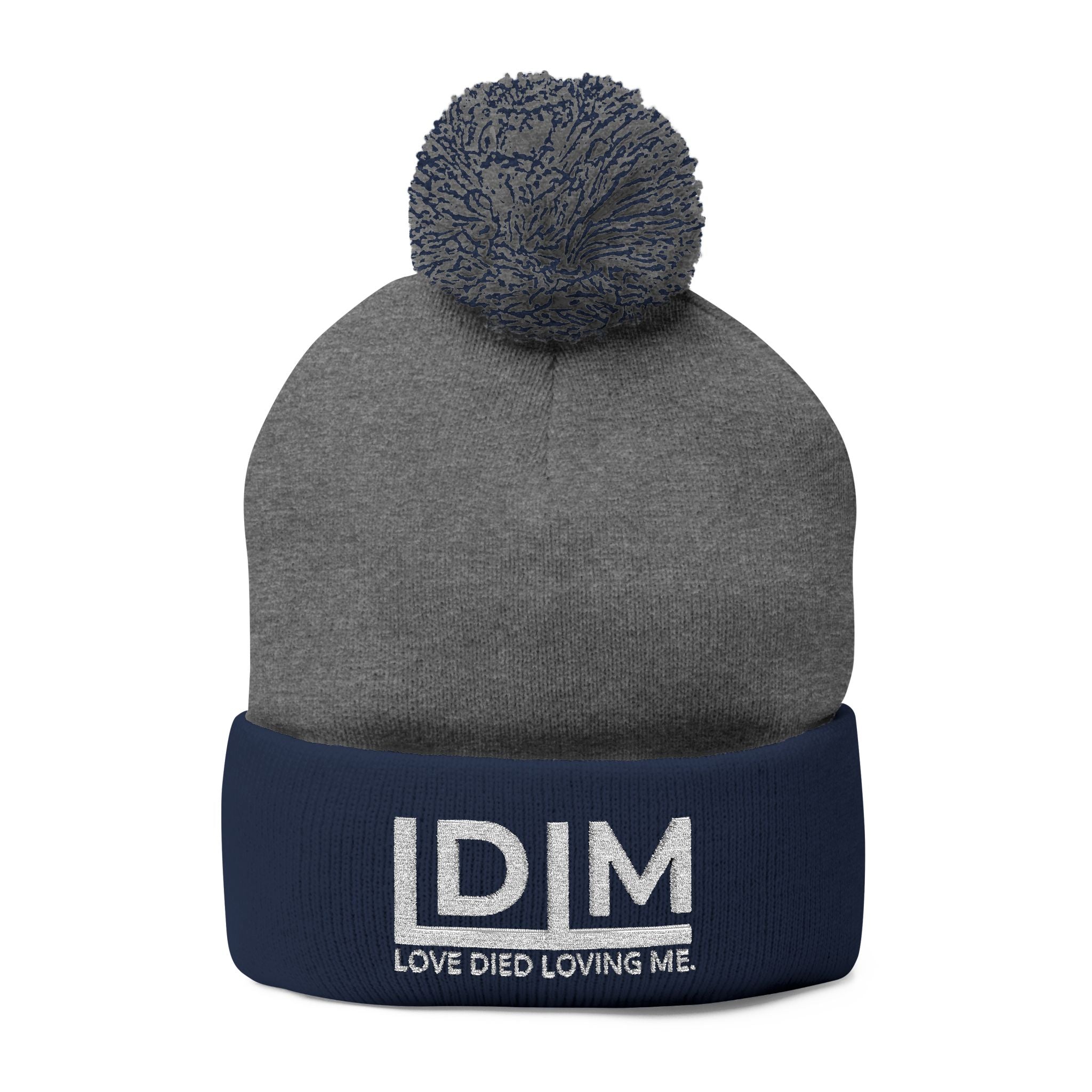 Love Died Loving Me - Embroidered Pom-Pom Beanie (White Logo)