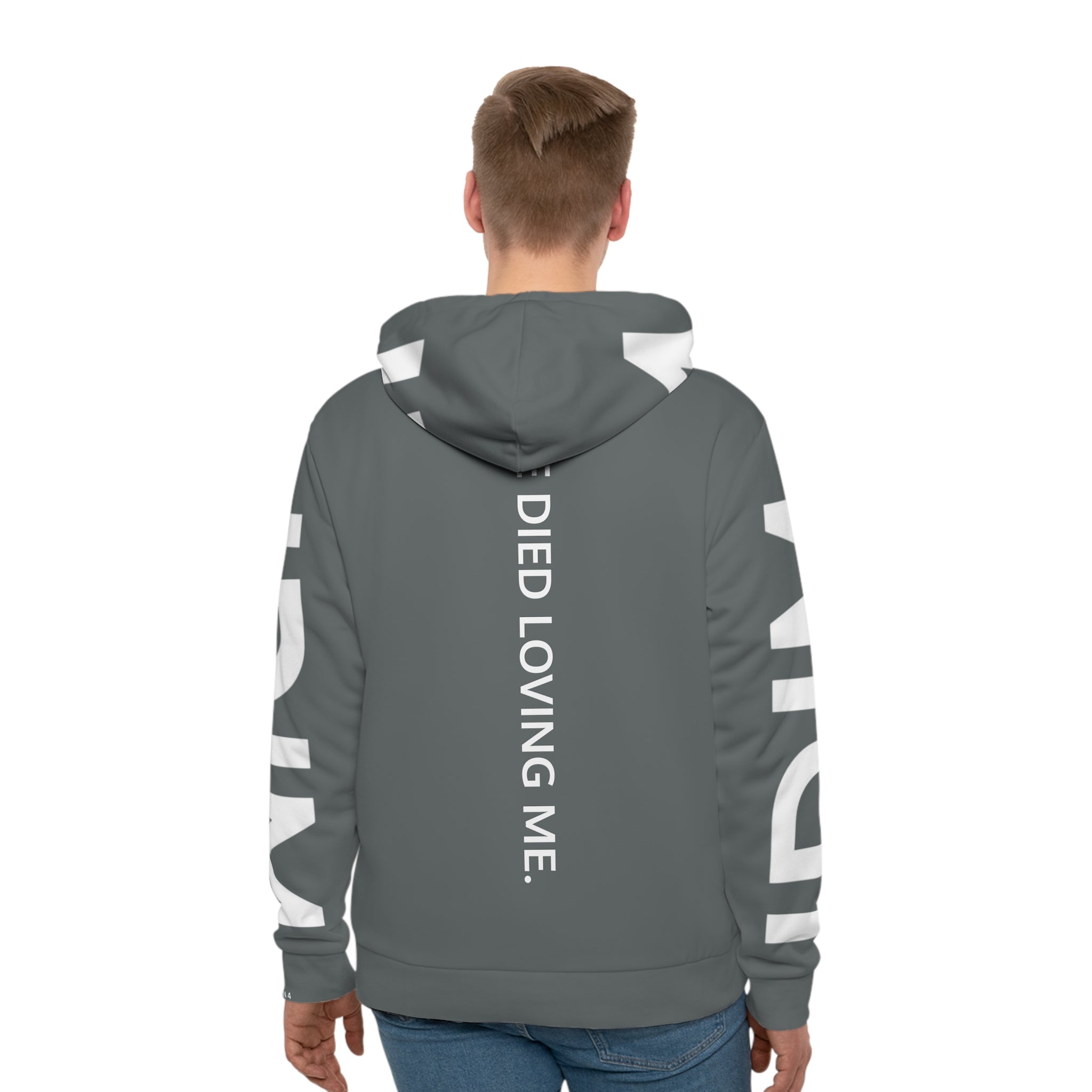Love Died Loving Me - Unisex Logo Hoodie (Grey/White)