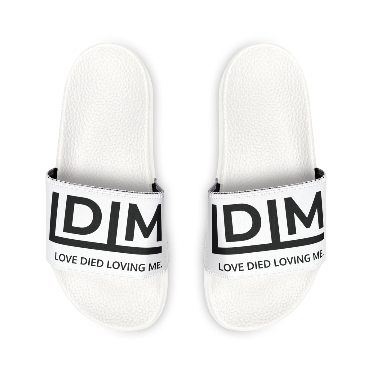 Love Died Loving Me - Men's Removable-Strap Slides (White)