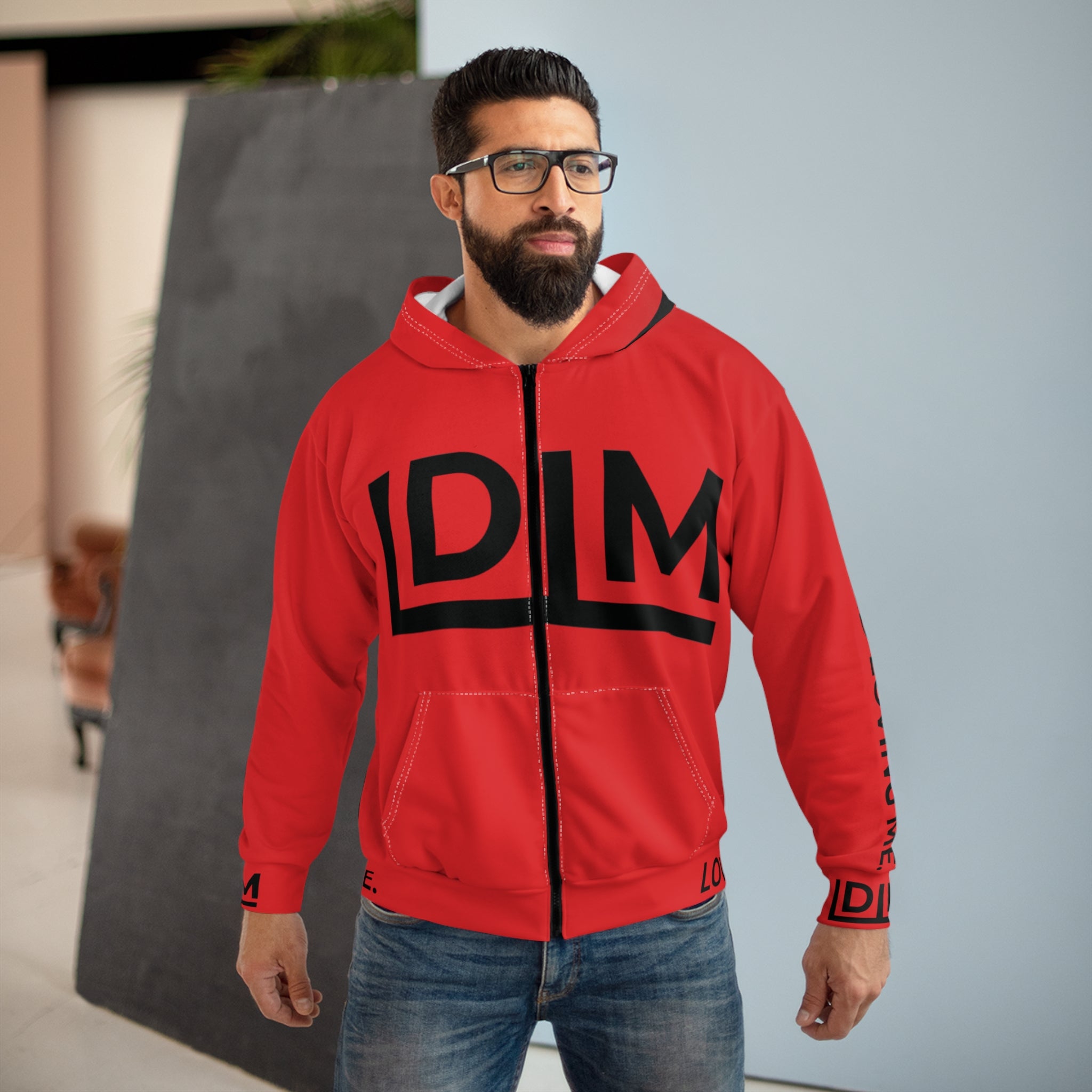 Love Died Loving Me - Unisex Horiz Logo Zip Jacket (Red/Black)