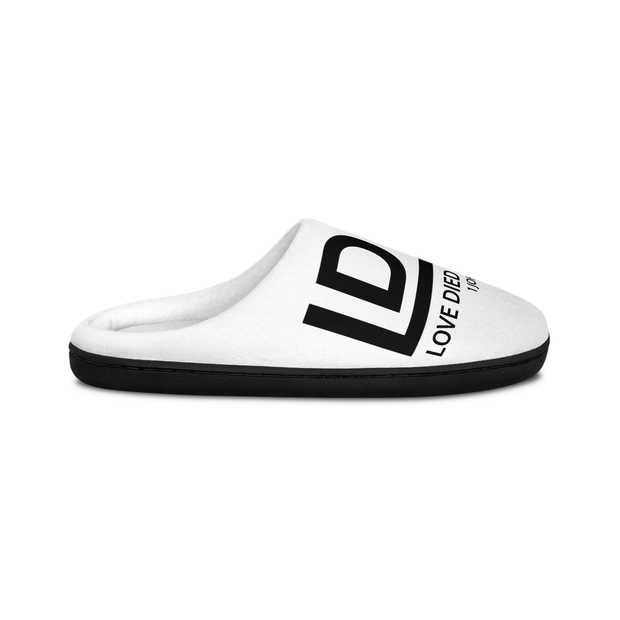 Love Died Loving Me - Women's House Slippers (White/Horiz Logo)