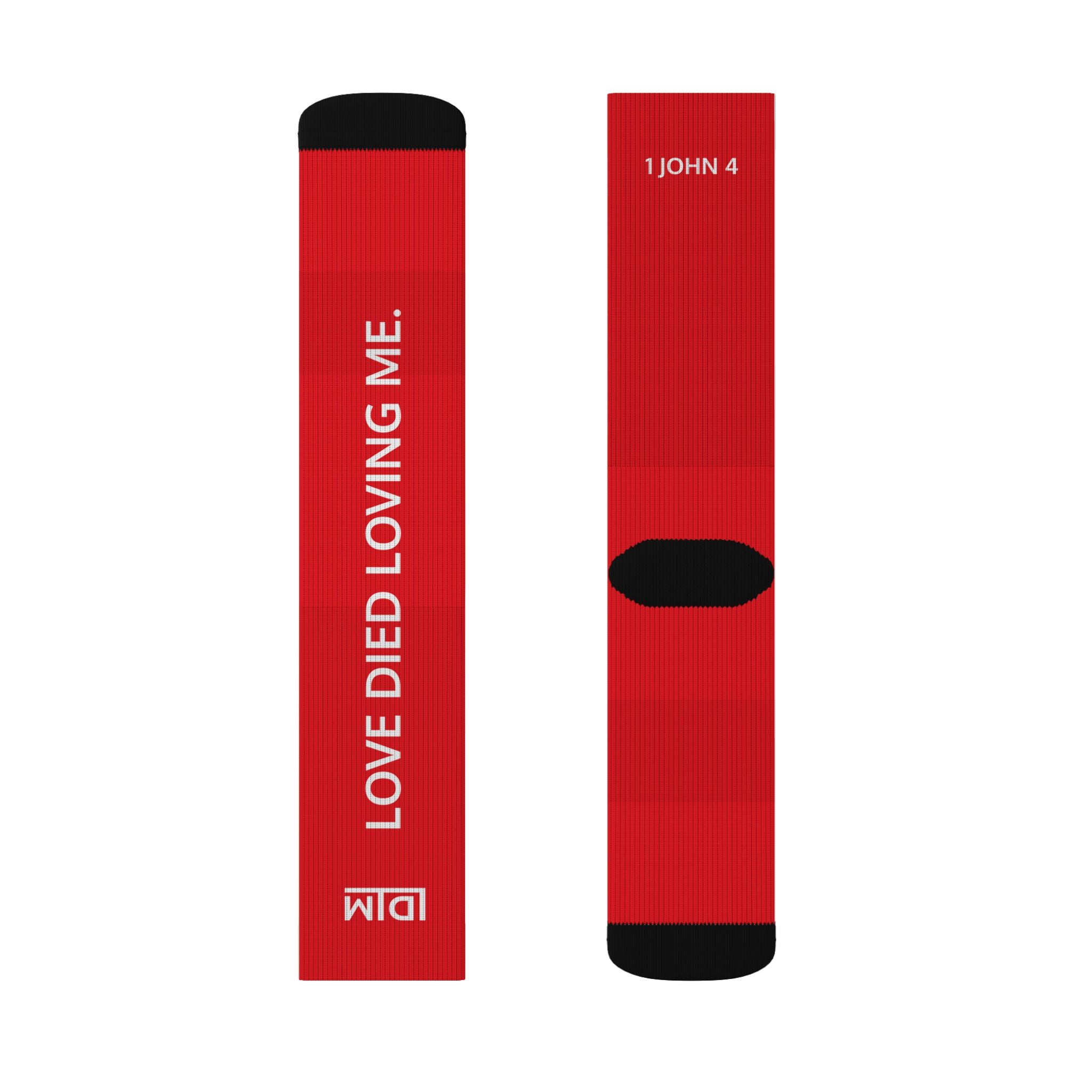 Love Died Loving Me - Sublimation Crew Socks (Red/White)