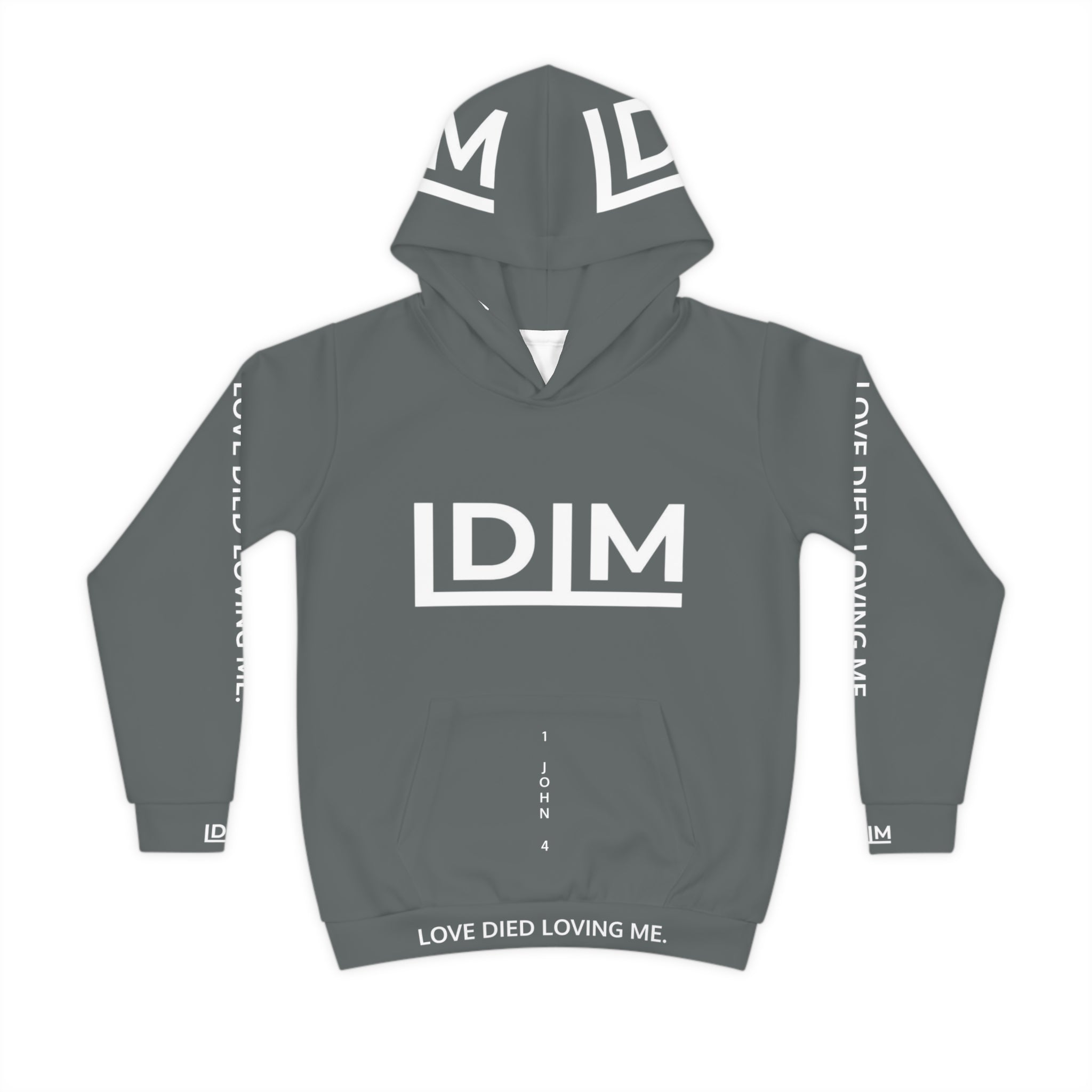 Love Died Loving Me - Kids Hoodie (Grey/White)
