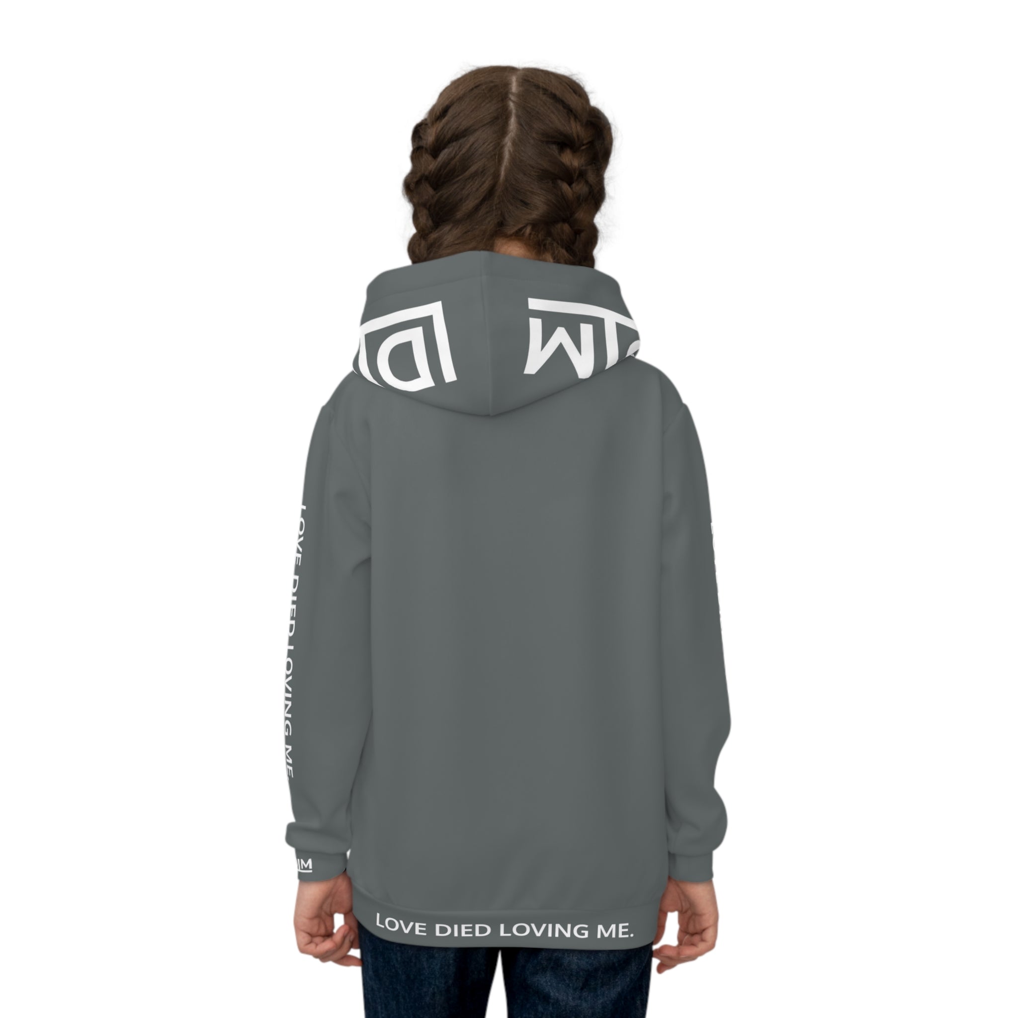 Love Died Loving Me - Kids Hoodie (Grey/White)