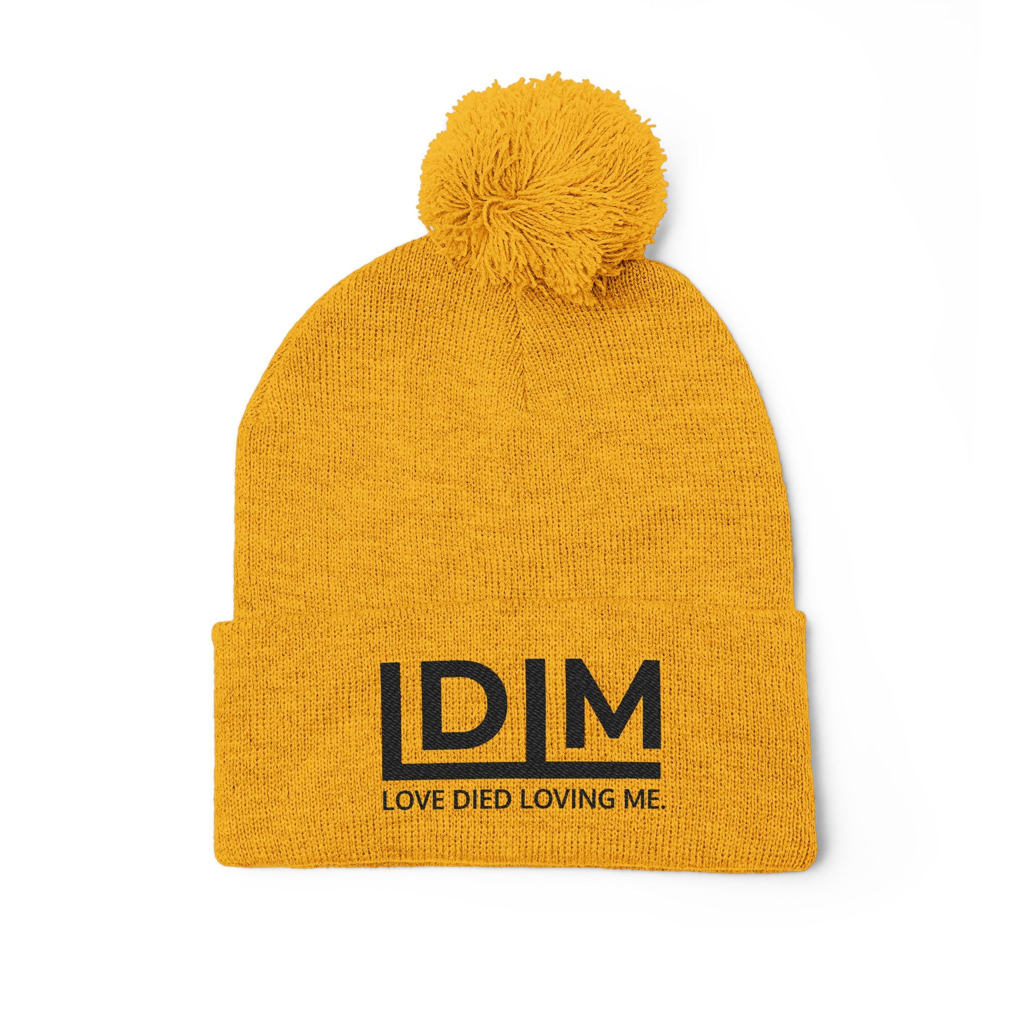 Love Died Loving Me - Embroidered Pom-Pom Beanie (Black Logo)